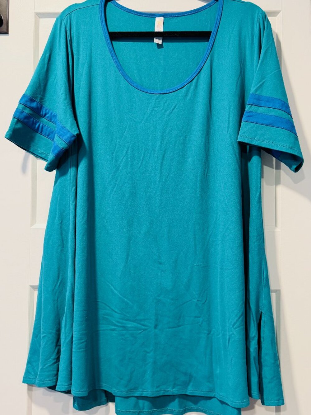 LuLaRoe Teal & Blue Short-Sleeve Knit Dress